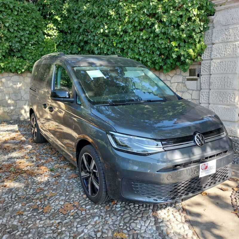 Volkswagen Caddy L1 grigio parcheggiato su ghiaia.